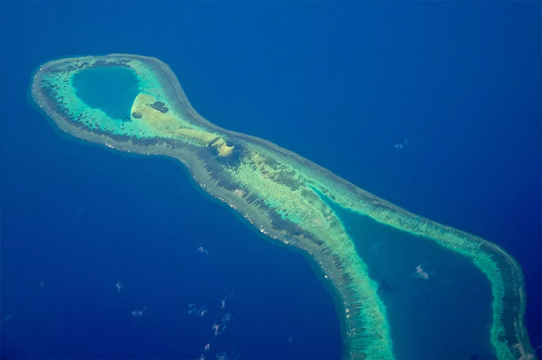 南海南沙群島準將礁的鳥瞰圖