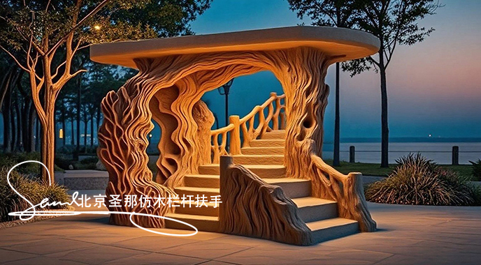 jimeng-2025-06-25-1379-正在施工制作的旅游區(qū)樓梯室外安全圍欄設(shè)計(jì)制作過(guò)程，美工正在施工制作，先用鋼筋焊接....jpeg