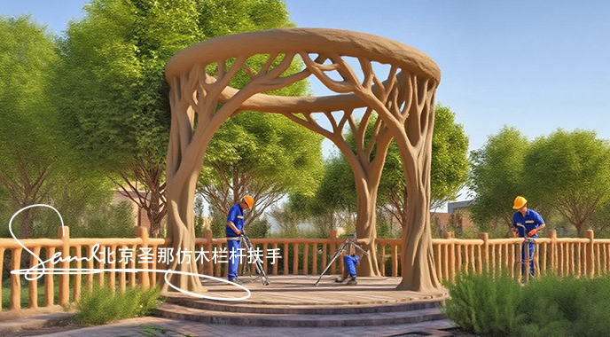 jimeng-2025-06-25-1655-正在施工制作的旅游區(qū)樓梯室外安全圍欄設(shè)計(jì)制作過(guò)程，美工正在施工制作，先用鋼筋焊接....jpeg