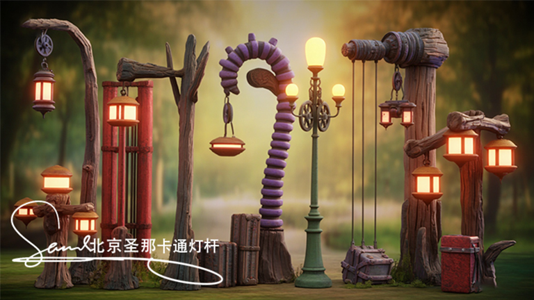 水泥仿木燈桿
