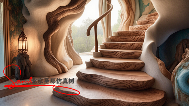 水泥仿木樓梯