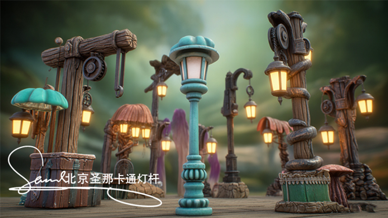 水泥仿木燈桿