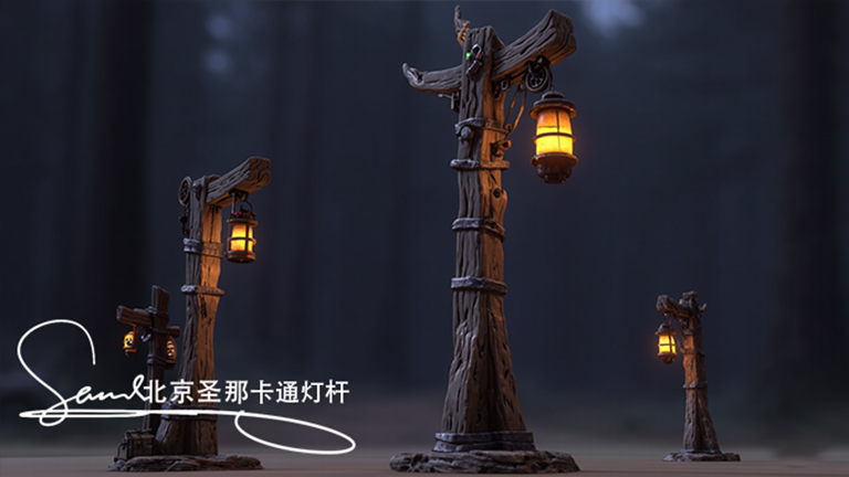 水泥仿木燈桿