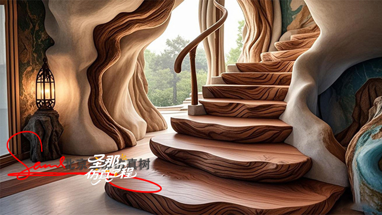 水泥仿木樓梯