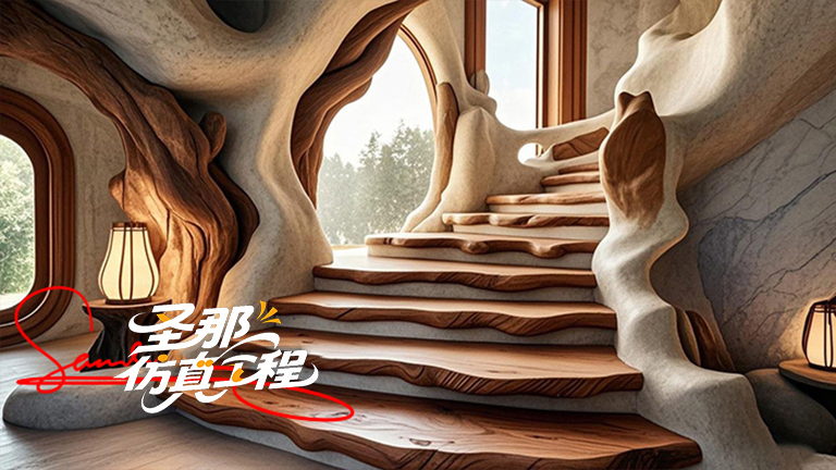 水泥仿木樓梯