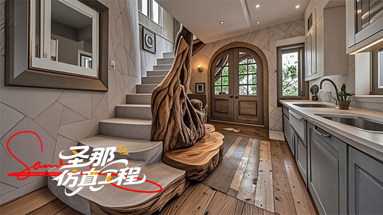 水泥仿木樓梯